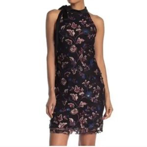 Sam Edelman Black Floral Embroidered Sheath Dress - Size 4 Small